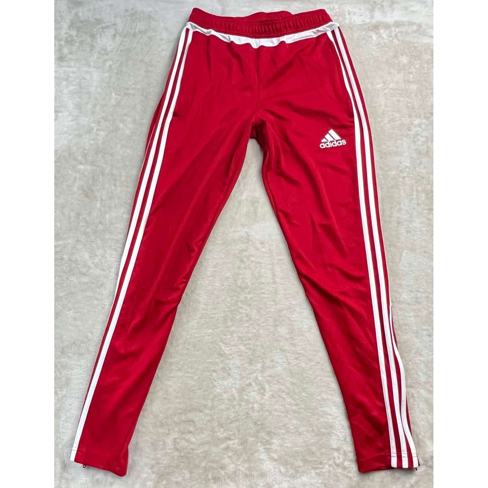 Adidas Climacool Red Soccer Training Pants Mens Small 3-Stripe Zip Ankle Joggers
